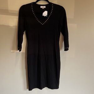 Calvin Klein knit sweater dress with gold stud details